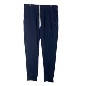 Tommy Bahama Men Navy Blue Jogger Pants Stretch Tapered Leg Elastic Waist Size L